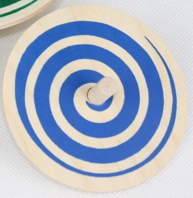 ERZGEBIRGISCHE HOLZSPIELWAREN EBERT GMBH Holzspielzeug Spiralkreisel Blau Ø 8cm H 3,4cm NEU Holzspiel Geduldsspiel