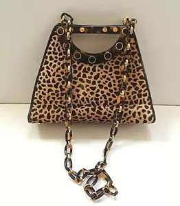 Susan Bennis Warren Edwards Purse Made in Italy Calf Hair Animal Print ~ VINTAGE - Picture 1 of 9