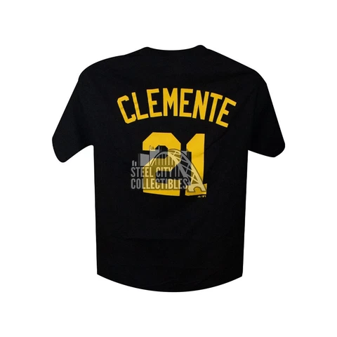 Roberto Clemente Pittsburgh Pirates Majestic Youth Black Name & Number T-shirt Cover