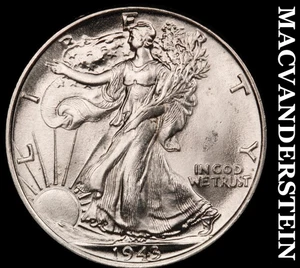 1943 Walking Liberty Half Dollar - Choice Gem Brilliant Unc+++  Lustrous  #F286 - Picture 1 of 2