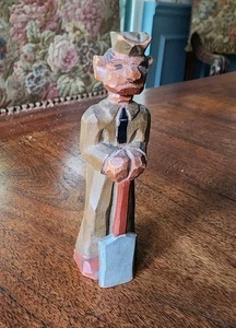 Schwarz Americana Militär Mann Volkskunst Holzschnitzerei Figur 4" groß - Bild 1 von 11
