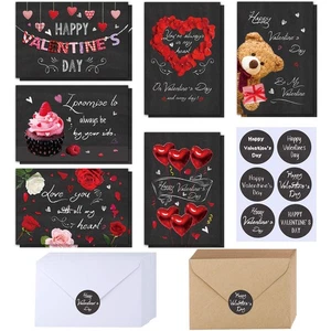 120 juegos de tarjetas de San Valentín con sobres pegatinas surtido a granel 6 diseños - Imagen 1 de 6