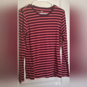 Camisa GAP Roja y Negra Rayas Manga Larga L Informal Academia - Imagen 1 de 4