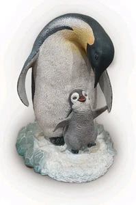 The Danbury Mint Joyful Beginnings Emperor Penguin Wth Baby Christmas Decor  - Picture 1 of 6