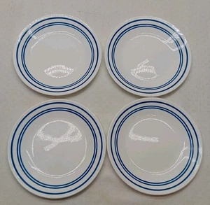 4 Vintage Corelle Classic Cafe Blau Dreifach Streifen 6,75" Brot & Butter Teller EUC - Bild 1 von 5