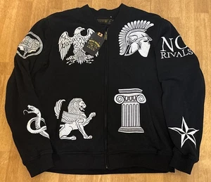 AKOO VTG Black full zip Embroidered varsity Jacket sweatshirt NWT XL - Picture 1 of 7