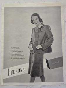 1947 Womens Chelteen Wool Suit Hudson's Detroit store fashion Vintage ad - Picture 1 of 1