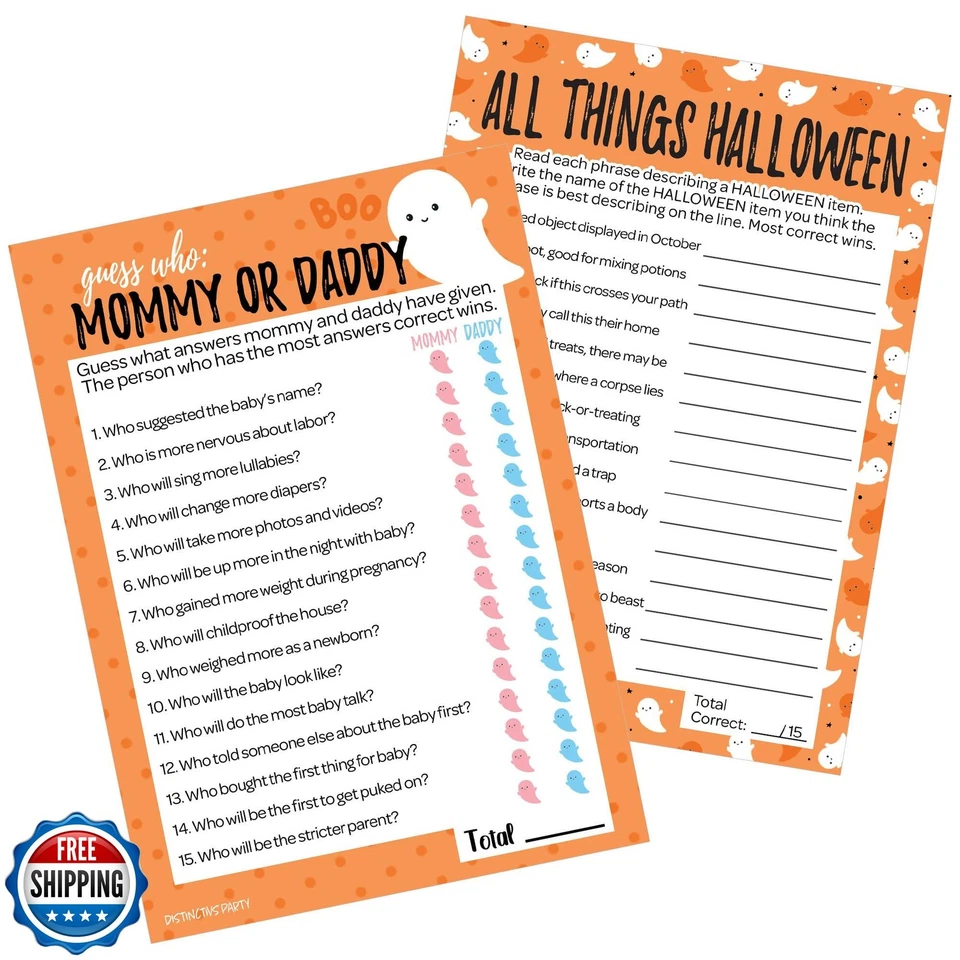 Orange Little Boo is Almost Due Halloween Baby Shower Juegos - Adivina quién y A Foto 1 de 4