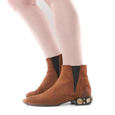 Botín al tobillo Dolce & Gabbana vintage adornado con tachuelas marrón gamuza talla 39/8 Foto 1 de 4