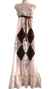 Jerell of Texas Boho Lace Muslin Patchwork Prairie Dress Needs Repair Vtg 60s - Picture 1 of 24