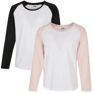 Urban Classics Kids Girls Contrast Raglan Long Sleeve Kidswear Pullover - Picture 1 of 9