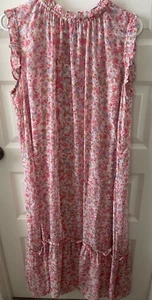 Emma & Michele Damen Maxikleid transparent gefüttert Blumen Gr. XL rosa/pfirsich - Bild 1 von 8