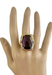 Lila Kristall kräftig edel Statement Cocktail Ring simulierter Amethyst Größe 7 - Bild 1 von 4