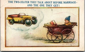 Artist Signed D. Tempest - two seater marriage and carriage Vintage Postcard UU2 - Picture 1 of 2