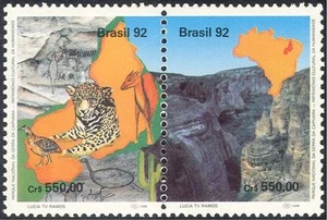 Brazil 1992 Wild Cat/Bird/Animals/Rock Art/Nature/Wildlife/Park s/t pr (b8318) - Picture 1 of 1
