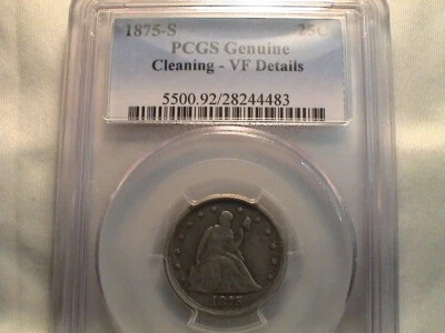 1875 S Twenty Cent Piece (Error on Holder) Not 25 Cents PCGS VF-Details - Image 1 of 3