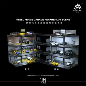 Diorama 1/64 4-storey Car Garage Model LED Lighting City Parking Lot Scene Model - Picture 1 of 32