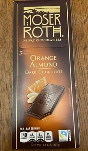 **NEW** ( 1 ) MOSER ROTH Orange Almond DARK CHOCOLATE 5-BAR 4.4-oz PACK NEW - Picture 1 of 2