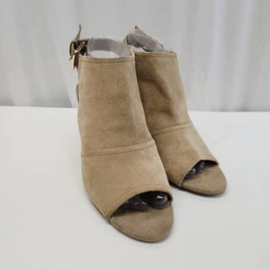 Nine West Size 8.5 Payton Suede Tan Leather Wedge Slingback Sandal Heels O - Picture 1 of 11