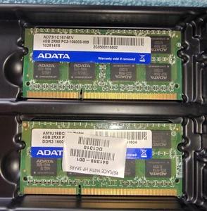 8GB (2 x 4GB) ADATA AD73I1C1674EV AM1U16BC4P2 SODIMM Laptop Memory RAM DDR3 2Rx8 - Picture 1 of 2
