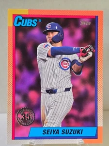 2025 Topps Series 1 1990 T90-77 Seiya Suzuki, Chicago Cubs Pink Parallel SP - Picture 1 of 2