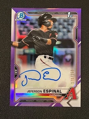 Jefferson Espinal 2021 Bowman Chrome 1st Auto Purple Refractor /250 Diamondbacks - Image 1 of 2
