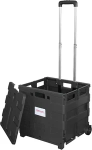 Mobile Folding Cart with Lid, 16In.H X 18In.W X 15In.D, Black, 50801 - Picture 1 of 8