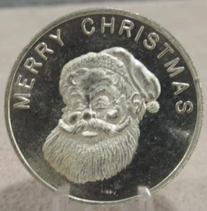 Vintage Santa Merry Christmas and a Happy New Year 1 Troy Oz .999 Silver Round - Picture 1 of 2