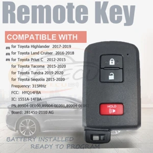 fit Toyota Highlander PriusC Tacoma Tundra Keyless Remote Fob HYQ14FB 2110 Board - Picture 1 of 9