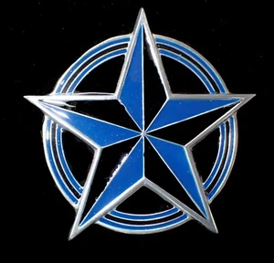 SCHWARZ UND BLAU MARITIM STERN GÜRTELSCHNALLE TOLLE AMERIKANISCHE PRODUKTE ZINN NEU - Bild 1 von 2