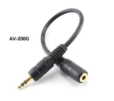 8" Gold-Plated 3.5mm TRS Stereo Audio Male to Female Extension Cable, AV-200G - Image 1 of 3