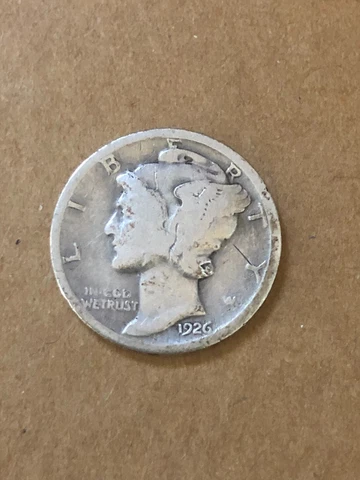 1926-P  Mercury Silver Dime, G-VG Circ. Lot C-41075, "FREE SHIPPING" Cover