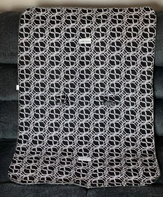 Canopy Car Seat Cover Black White Geometric Design Button Tabs Gray Raised Dots - Image 1 of 4