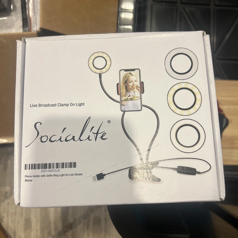 Socialite LED Selfie Ring Light with Cell Phone Holder  Live Stream Lamp USA - Image 1 of 2