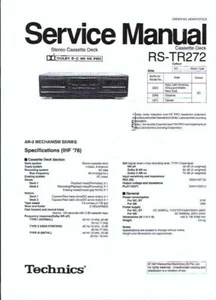 Technics Service Manual für RS- TR 272 Copy - Picture 1 of 1