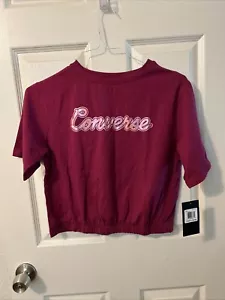 Converse All Star Crop Top Youth Girls Size L (12-13yrs)T-Shirt Rose Maroon Nwt - Picture 1 of 5