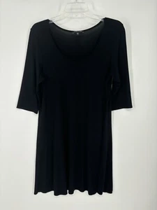 Eileen Fisher Little Black Dress Tunic Swing Aline Soft Modest Rayon Stretch MED - Picture 1 of 7