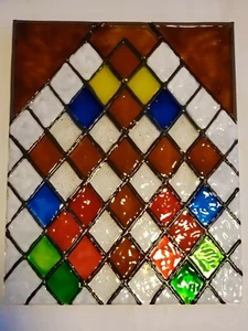Glazed Hand Painted Stain Glass Framed Art - Picture 1 of 3