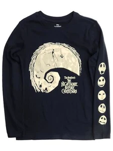 Disney Boys Black Nightmare Before Christmas Long Sleeve Christmas Shirt - Picture 1 of 2