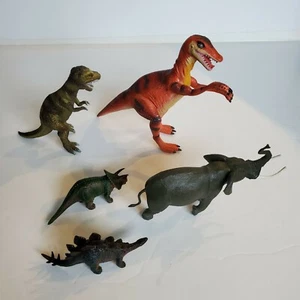 Lot of Four Dinosaurs and Elephant Toy Animals Moveable Arms Legs - Picture 1 of 7