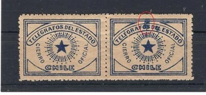 CHILE Telegraph seals large size ERROR VARIETY "INK SPOT" on pair - Picture 1 of 1