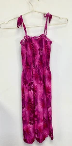 Vintage Tina's Collection Women OS Mini Dress Purple Hibiscus Hawaii Smocked Y2K - Picture 1 of 8