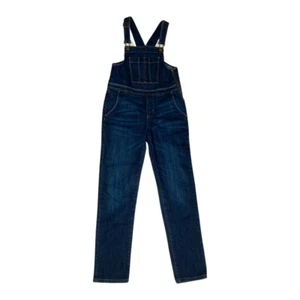 Gap Girls Denim Bib Overalls Size 12 Regular Dark Wash Blue Adjustable Straps - Picture 1 of 12
