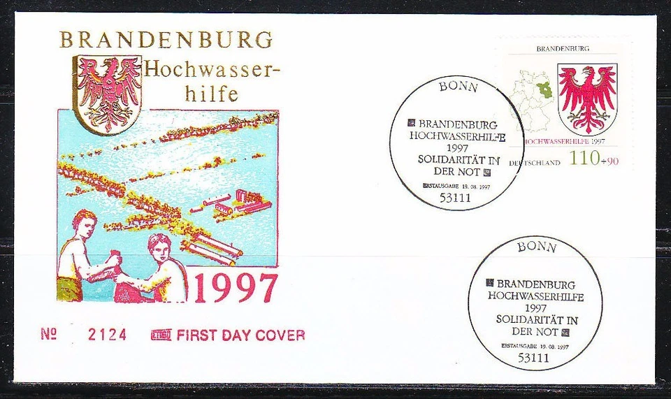 Germany 1997 FDC cover Brandenburg Eagle Mi 1941 Sc B818 - Image 1 of 1