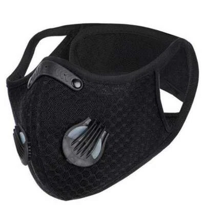 Face Mask w Active Carbon Filter Breathing 2 Valve Washable +4 Filters: 2 Styles - Image 1 of 4