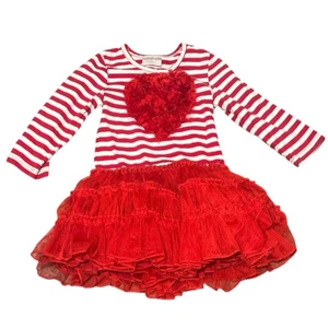 One Posh Kid Boutique 4T Heart Tutu Red Stripe Dress - Picture 1 of 3
