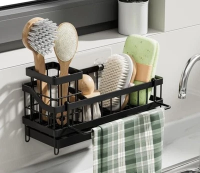 Organizador de fregadero de acero inoxidable estantes de drenaje soporte desmontable y bandeja 9,5"x3,5" Foto 1 de 4