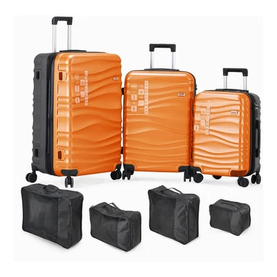DMS RK-67000 7-teiliges Hartschalen-Kofferset mit Teleskopgriff , Farbe:  Orange - Bild 1 von 3