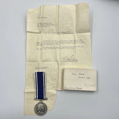 Genuina para ejemplar medalla de servicio policial Cecil Carr agente - Imagen 1 de 4