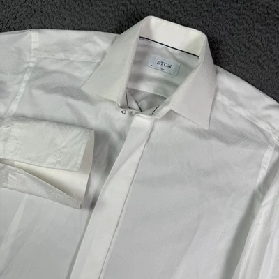 Eton Tuxedo Shirt Mens 16 - 41 White Slim Classic French Cuff Luxury Dress - Image 1 of 4